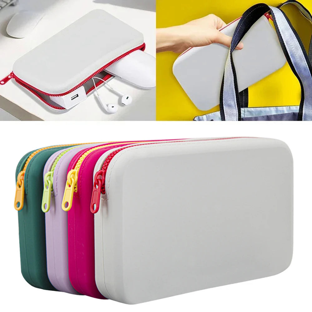 2024 HOT!Square Silicone Cosmetic Storage Bag Large Capacity Travel Makeup Brush Holder Zipper Portable Waterproof Organizer Bag