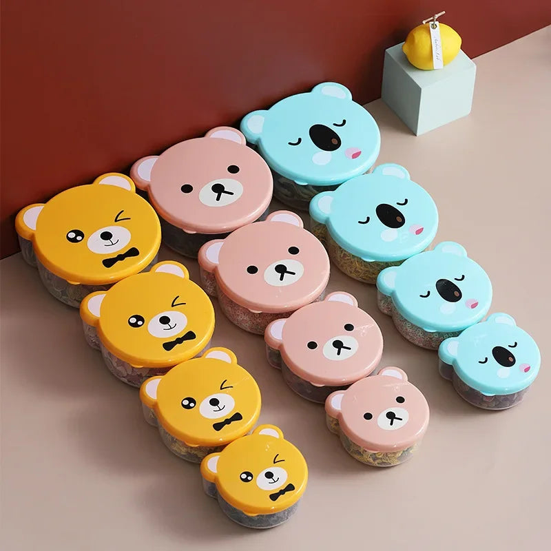 4pcs Cartoon Bear Microwave Food Storage Container For Kids Child Sushi Fruit Snack Bento Box Picnic School Lunch Box Bowl Small