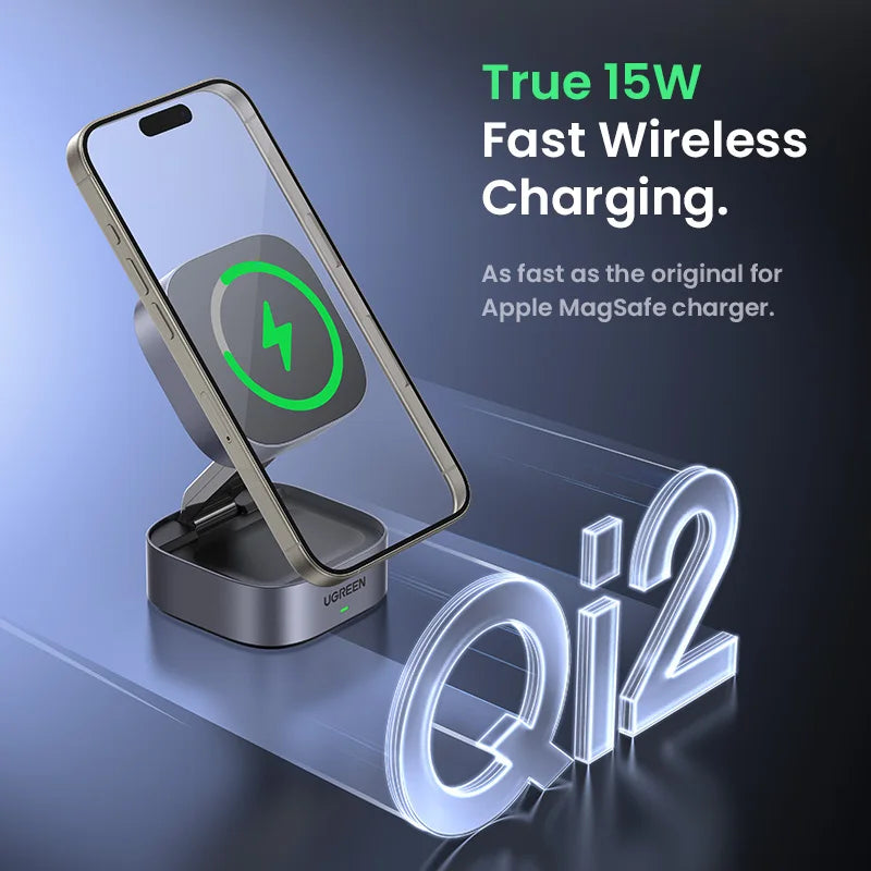 UGREEN 25W Magnetic Wireless Charger Stand 2-in-1 Charging Stand For iPhone 15 14 Pro Max/AirPods For Magsafe Fast Charger