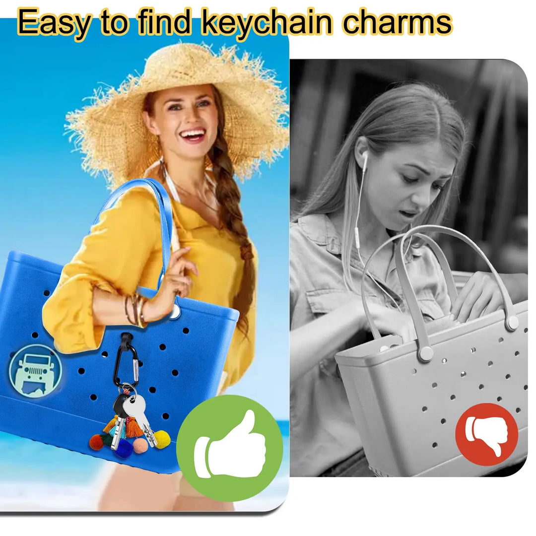 2pcs Key Holder for Bogg Bag Accessories for Bogg Bags Insert Charm Carabiner Keychain Compatible with Bogg Bag Beach Tote Bag