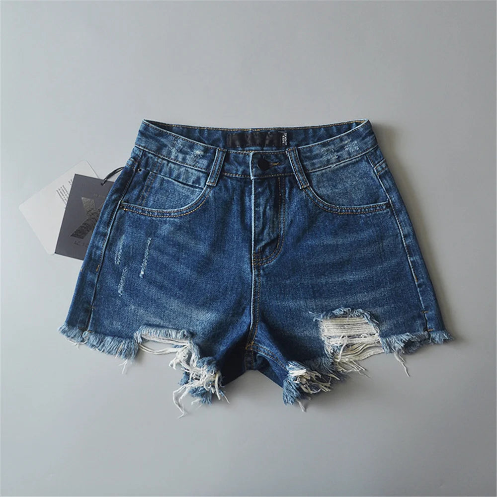 2024 Summer denim shorts for women black jeans shorts women distressed short mujer white jean shorts ripped y2k streetwear