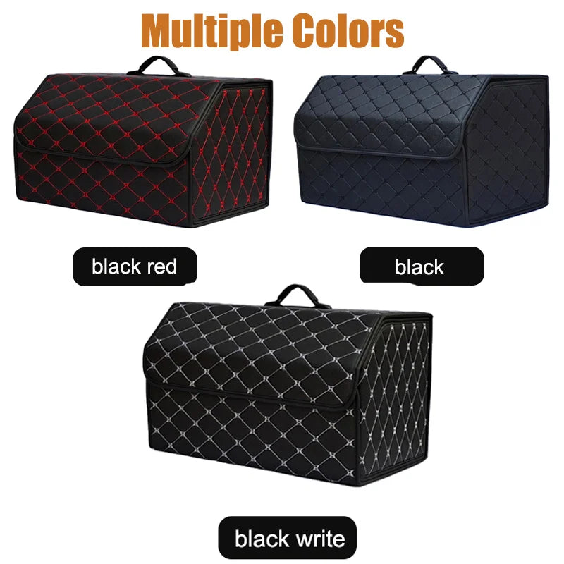 Car Trunk Organizer Box Large Capacity Auto Multiuse Tools Storage Bag Stowing Tidying Leather Folding For Emergency Storage Box