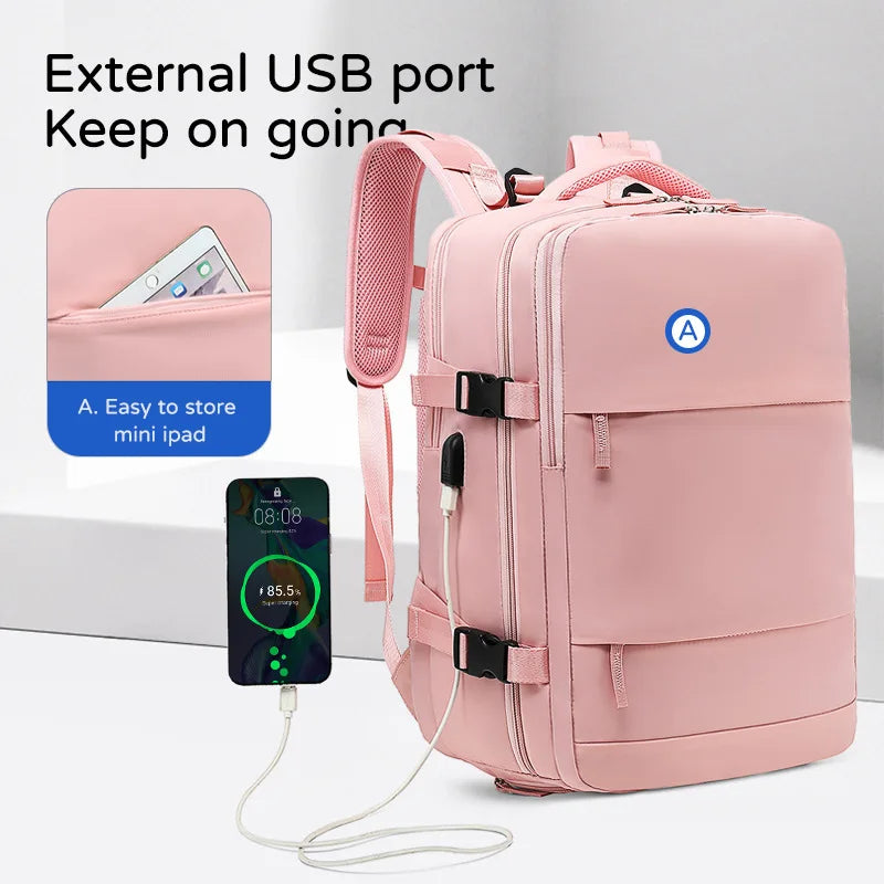 Large Capacity Multi-Function Women's Travel Backpack Bag Suitcase USB Charging School Bags Woman Luggage Lightweight Bagpacks