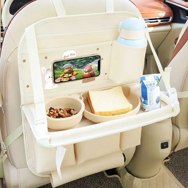 Car Seat Back Storage Bag Rear Seat Dining Table Foldable Car Storage Bucket Multifunctional Car Storage Hanging Bag Accessories