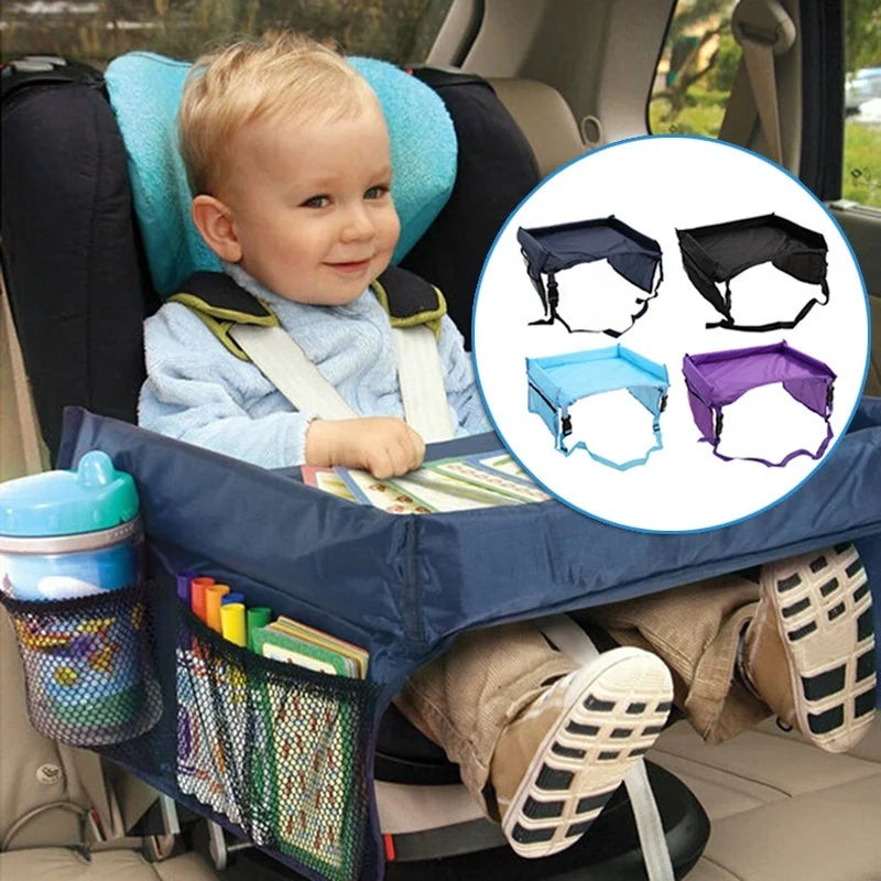 Road Trip Essentials Kids Travel Tray, For Car Seats Large Activity Lap Tray Table Pocket Organizer Loved By Toddlers, Kids