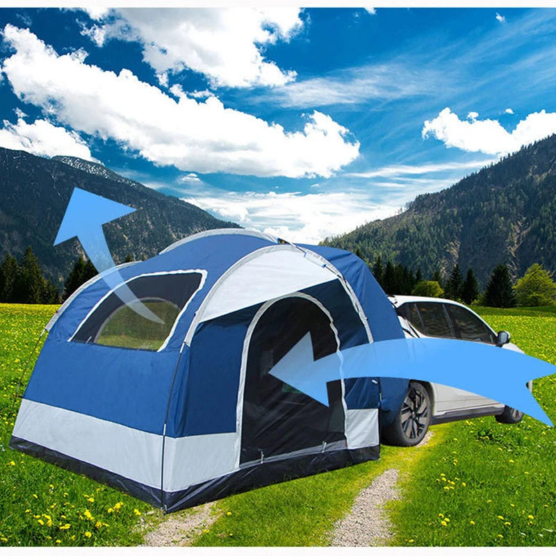 Waterproof Car Rear Tent, Outdoor Camping, Hiking Sunshade Road Trip, Vehicle Awning, Pergola, Self-Driving, Tourist, 3-4Persons