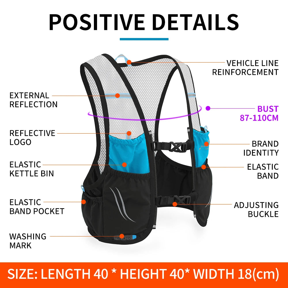 INOXTO-Lightweight running backpack hydration vest, suitable for bicycle marathon hiking, ultra-light and portable 2.5L