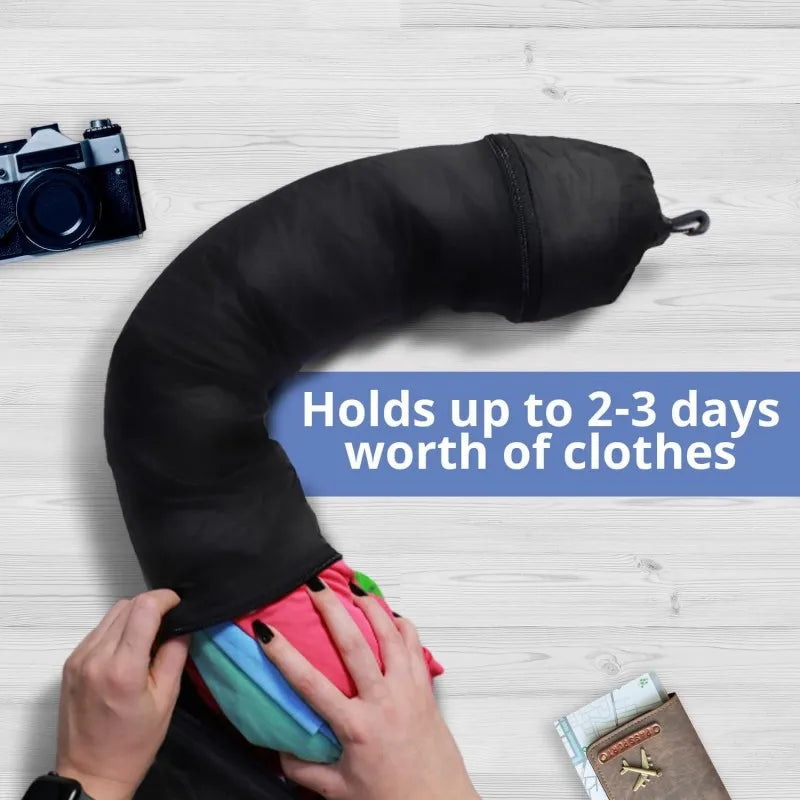 Travel Neck Pillow That You Stuff with Clothes - Avoid Excess Luggage fees. Double as a Carry-On and Extra Luggage