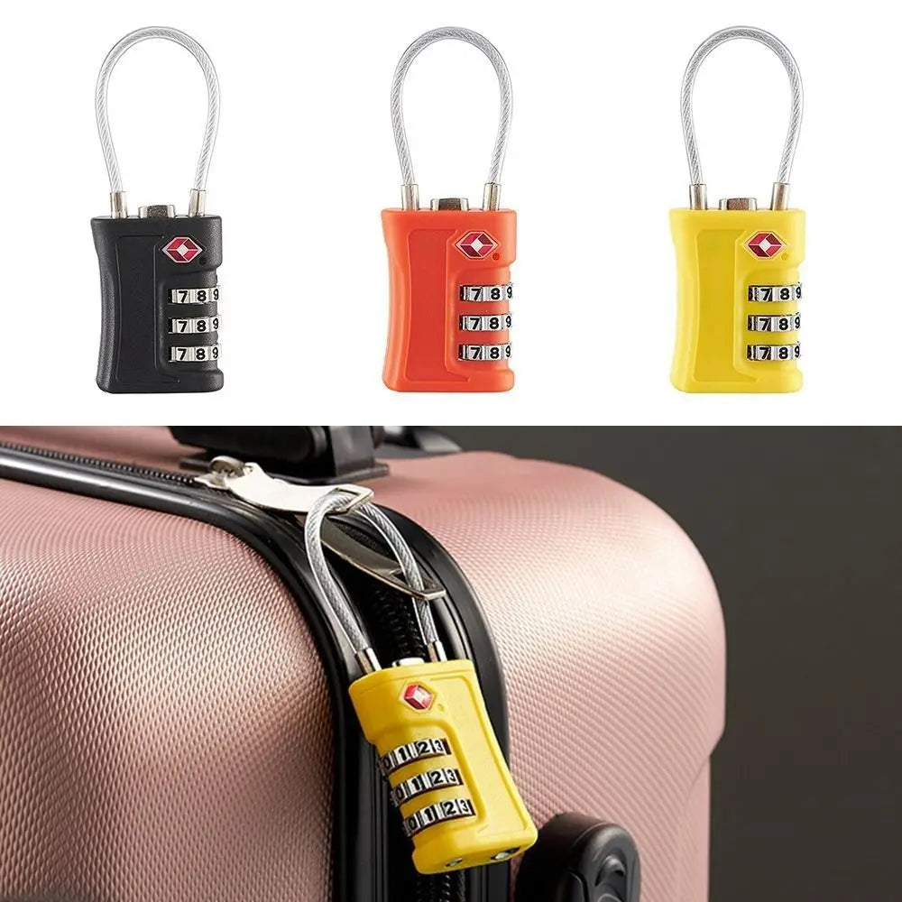 Anti-theft 3 Digit Combination Lock Wire Rope Security Tool Suitcase Luggage Coded Lock TSA Padlock Cabinet Lock Travel