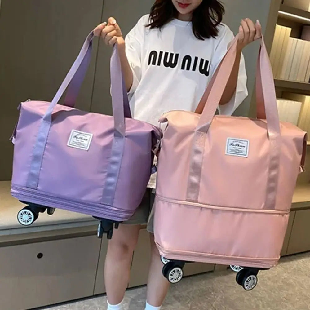 Rolling Duffle Pack New with Wheels Expandable Business Travel Bag Foldable Multiple Dry Wet Separation Pocket Handbag