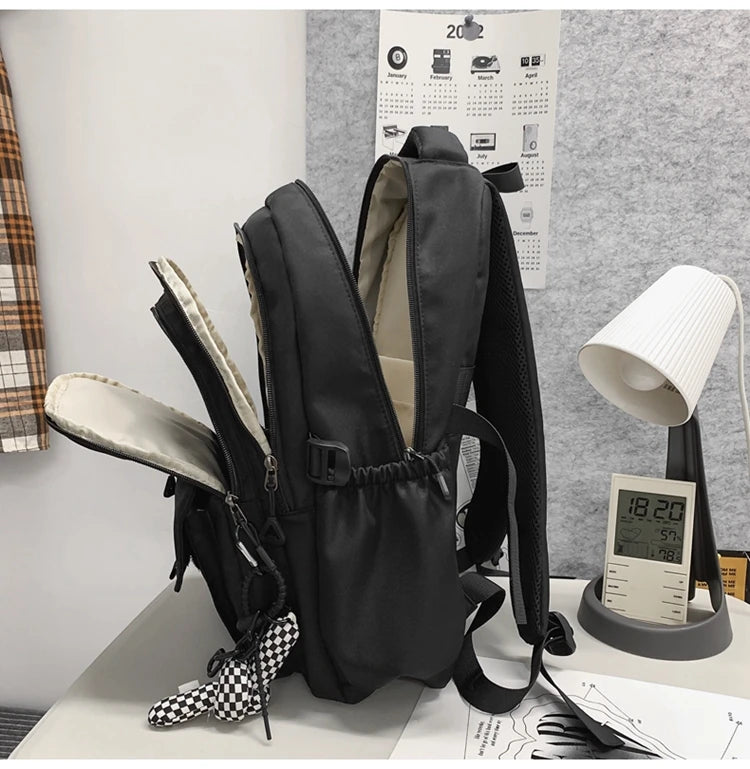 2023 Simple student bag solid color schoolbag youth large capacity travel backpack High quality canvas schoolbag fashion bag