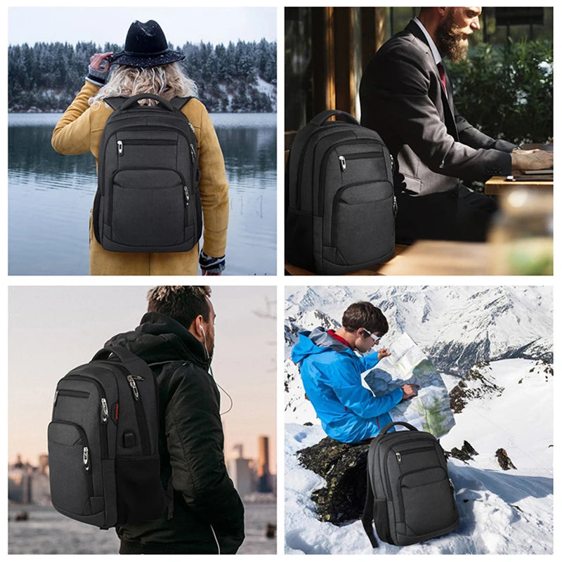 Men's Travel Backpack Mochila Multifuncional 17''Laptop Backpack W/USB Business Bag Oxford Outdoor Waterproof Backpack Mochila