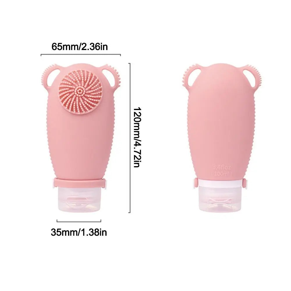 100ML Silicone Refillable Bottles Portable Refillable with Brushes Lotion Container Squeeze Toiletry Storage Bottle Travel