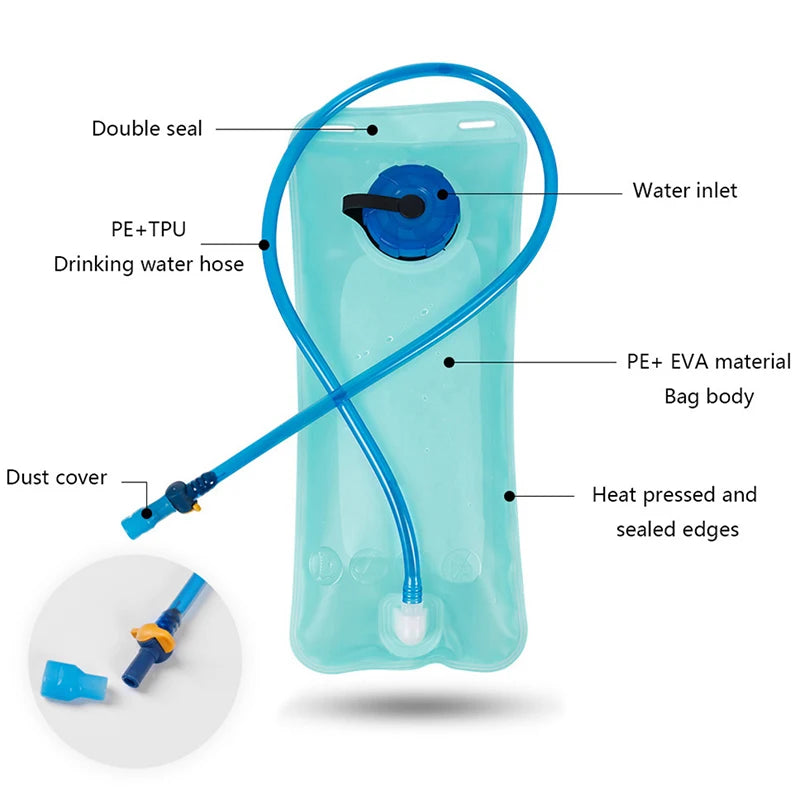 Folding Water Bag with Drinking Tube 2L Hydration Bladder Leak Proof Outdoor Tools Accessory Hydration Pack Hiking Water Bag