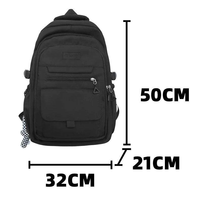 2023 Simple student bag solid color schoolbag youth large capacity travel backpack High quality canvas schoolbag fashion bag