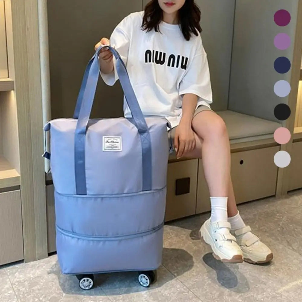 Rolling Duffle Pack New with Wheels Expandable Business Travel Bag Foldable Multiple Dry Wet Separation Pocket Handbag