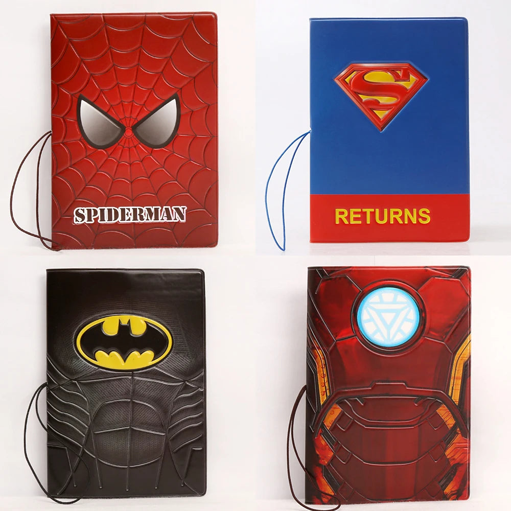 Cartoon Marvel Superhero Pattern Passport Holder Case PU Leather Spider-Man Passport Cover Travel Accessories Credit Card Holder