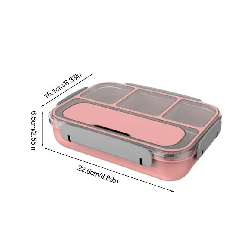 Lunch Storage Containers 4 Grids Divided Lunch Box Portable Lunch Organizer Space Saving Snack Box With Buckle For Adults & Kids