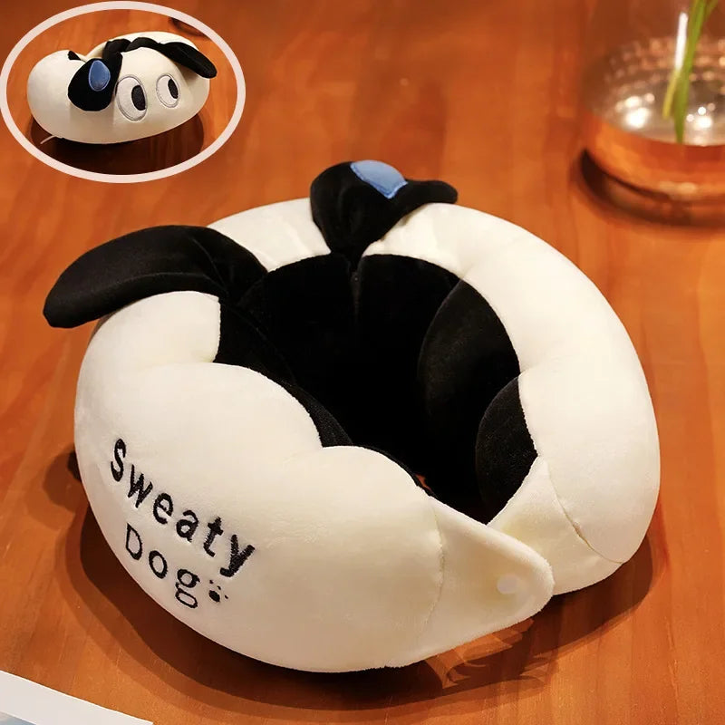 New U-shaped Pillow Big Eyes Sweating Caterpillar Neck Pillow Crystal Velvet Car Travel Plane Pillow Cartoon Nap Sleep Pillow