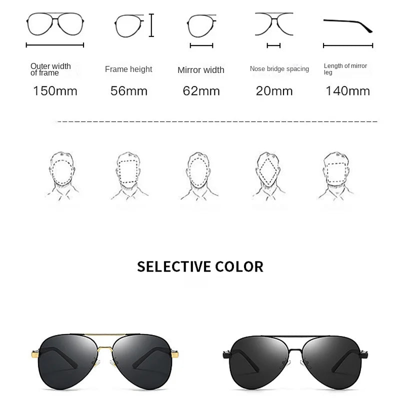 Fashion Pilot Sunglasses for Men Polarized Driving Glasses Women Metal UV Resistant Goggles Classic Unisex Sonnenbrille UV400