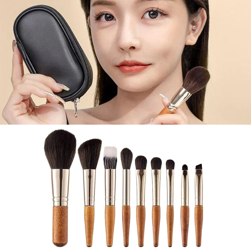 9Pcs/lot Mini Makeup Brush Set Portable Travel Cosmetic Brushes Kit Eyeshadow Foundation Powder Brushes Beauty Makeup Tools