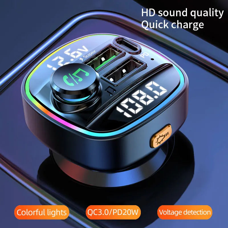 Bluetooth 5.0 FM Transmitter Handsfree Car Radio Modulator MP3 Player With 22.5W USB Super Quick Charge Adapter for Car