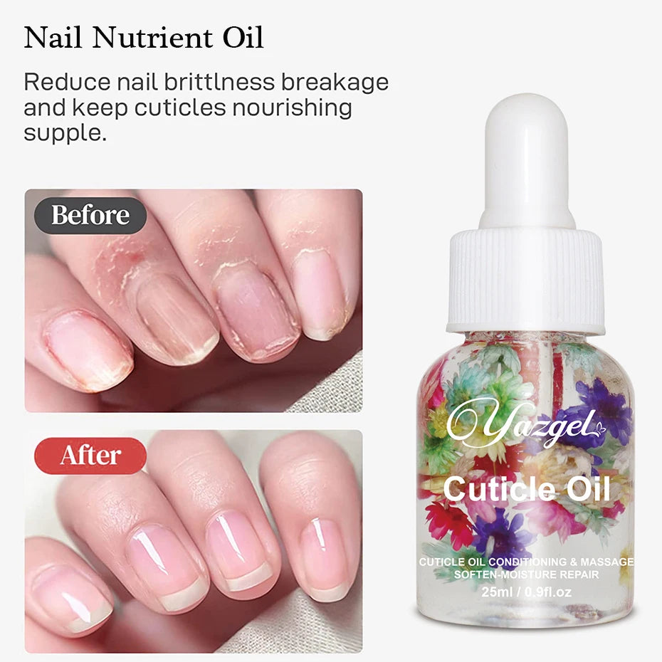 25ml Flower Nail Nutrition Oil Colorful Petals Nail Treatment Cuticle Revitalizer Oil Prevent Agnail Nail Polish Nourish Skin