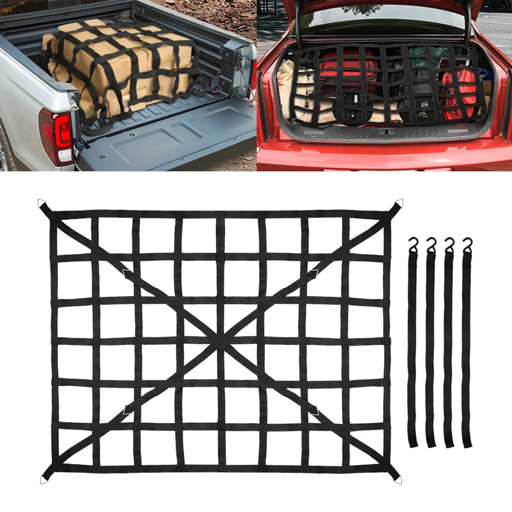 Car Universal Truck Cargo Roof Rack Trailer Net Extend Mesh Cover Rooftop Mesh Luggage Carrier Storage SUV Pickup Accessories