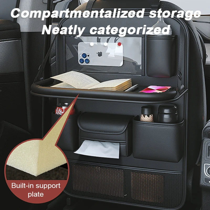 SEAMETAL Car Seat Back Organizer Auto Back Seat Storage Bag with Foldable Table Tray Tablet Holder Tissue Box Car Accessories