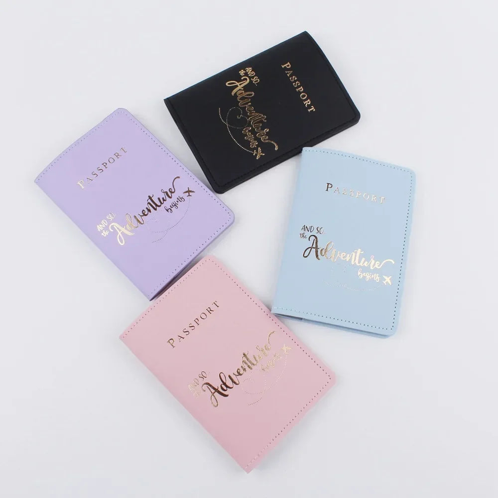 Pu Leather Passport Covers Letter Plane Pattern Passport Holder ID Credit Card Holder Fashion Wedding Gift Travel Accessories