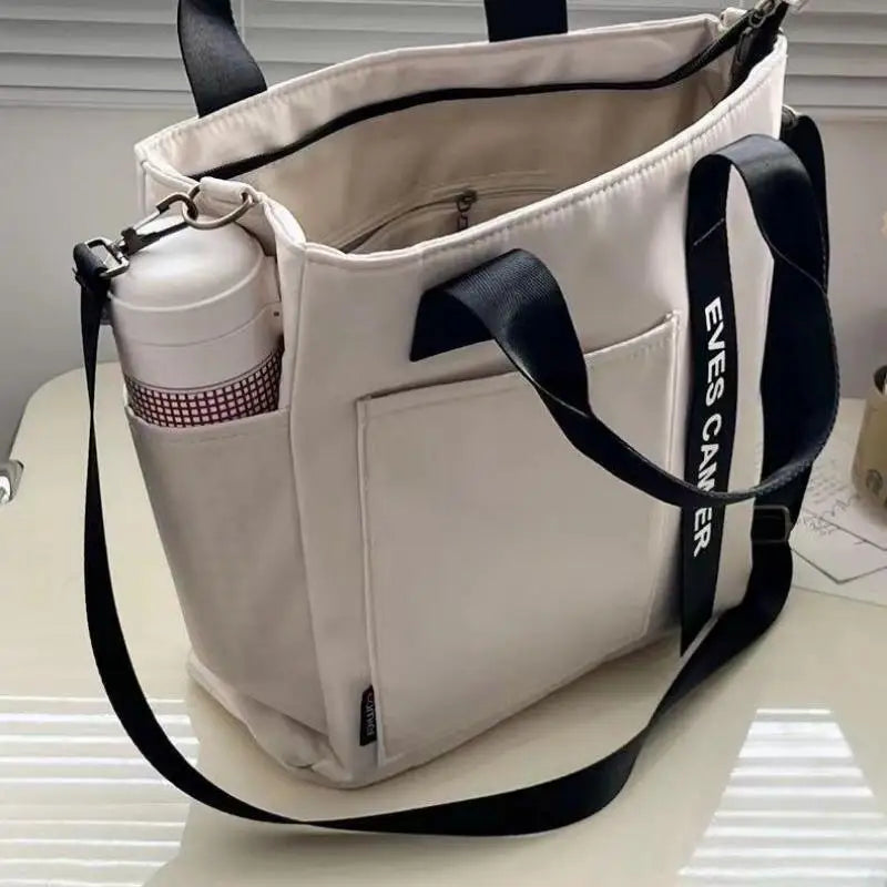 2024 New Casual Tote Large Capacity Shoulder Bag Nylon Waterproof Canvas Handbag Simple Fashion Messenger Bags For Schoolgirl