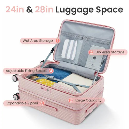 Luggage Sets 3 Piece(20/24/28), Expandable Carry On Luggage with TSA Lock Airline Approved, 100% PC Hard Shell and Lightweight S