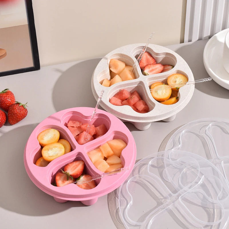 4 Grid Snack Containers Reusable Meal Prep Lunch Containers Portable For Kids And Adults Home Snack Storage Bottles Kitchen Tool