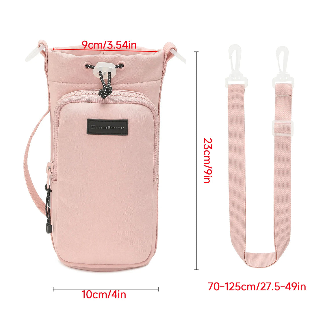 Portable Water Bottle Carrier Bag Travel Small Crossbody Shoulder Phone Pocket Bag With Cup/Water Bottle Holder Pouch