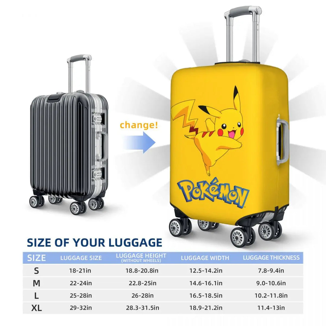 Custom Pokemon Pikachu Luggage Cover Elastic Travel Suitcase Protective Covers Suit For 18-32 inch