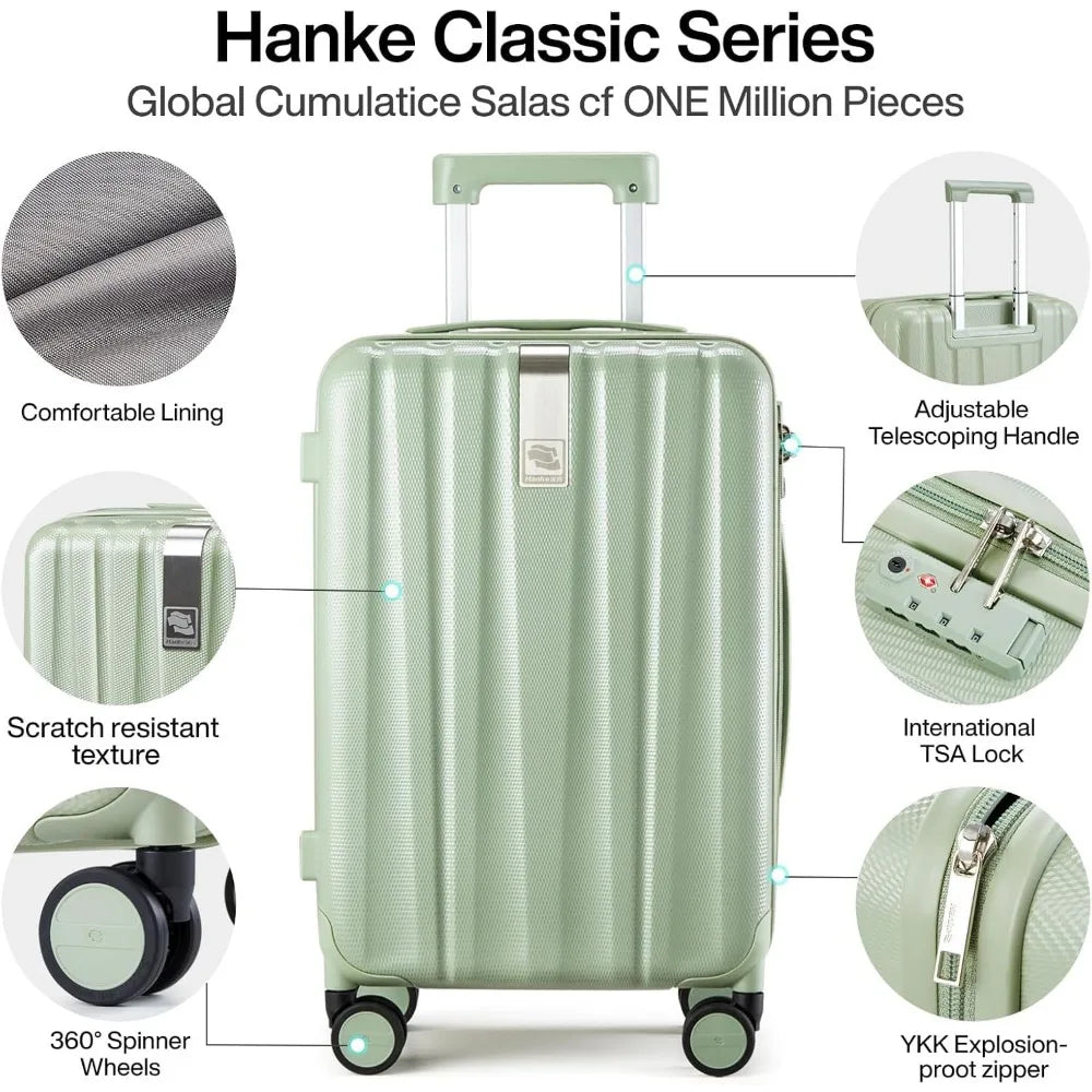 Hanke 20 Inch Carry On Luggage 22x14x9 Airline Approved Lightweight PC Hard Shell Suitcases with Wheels Tsa Luggage Rolling