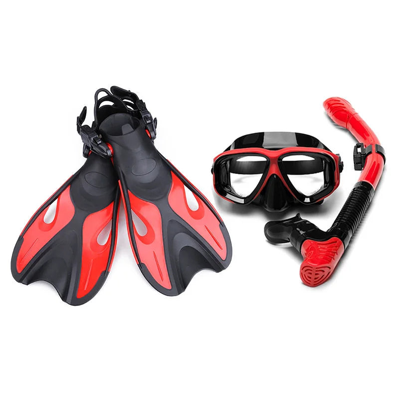 Professional Diving Equipment For Adults Snorkel Mask Combo With Fins For Snorkeling Swimming Under Water Sports