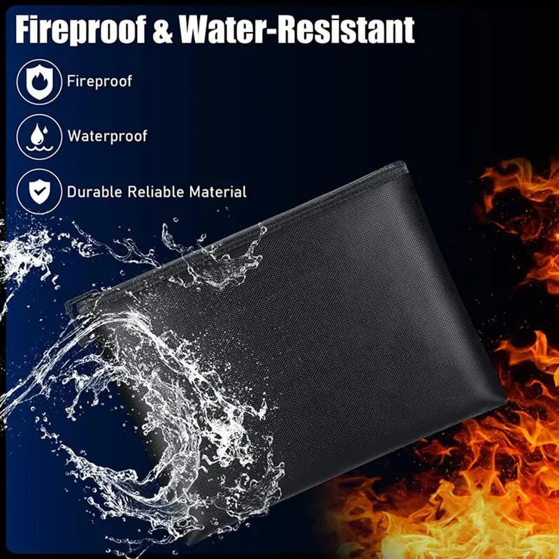 Portable Fireproof Waterproof Document Bag Envelope File Folder Cash Pouch Money Bag Safe Storage For Valuables Jewerly Cash