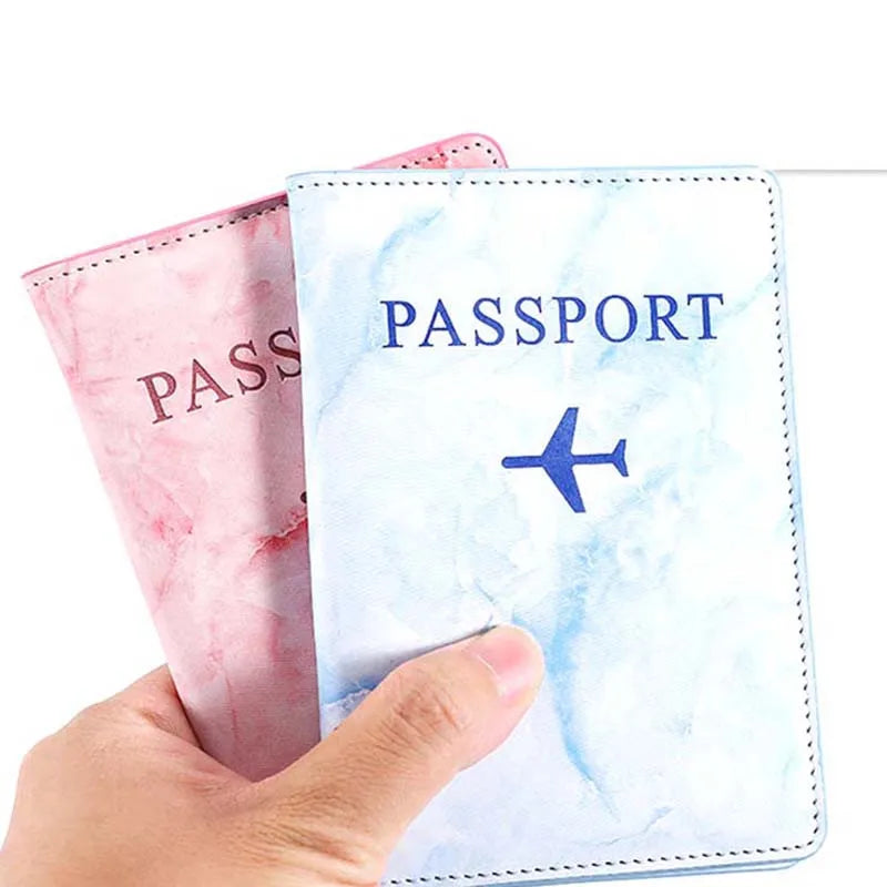 Fahsion Marble Passport Cover for Women Travel Passport Case Leather Pink Cute Passport Wallet Purse Girl Passport Holder