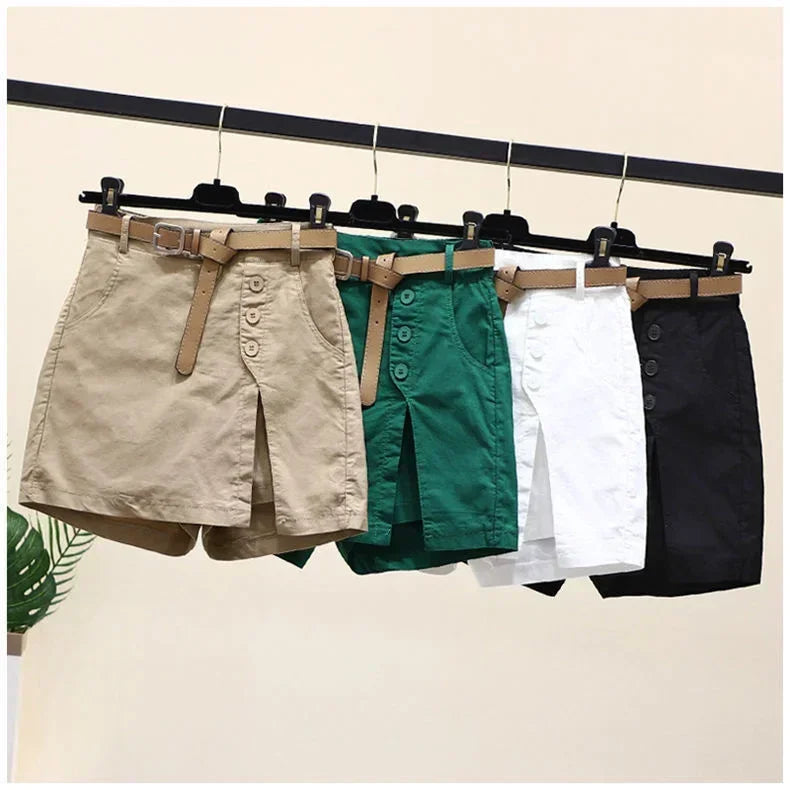 Pure cotton casual shorts for women in summer wear Korean version versatile A-line pants summer pants women's shorts