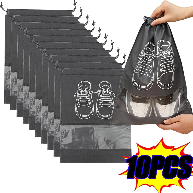 5/10PCS Shoes Storage Organizer Bags Non-Woven Shoe Dust Bags Portable Travel Shoe Bag Shoes Storage Packing Pouch Organizers