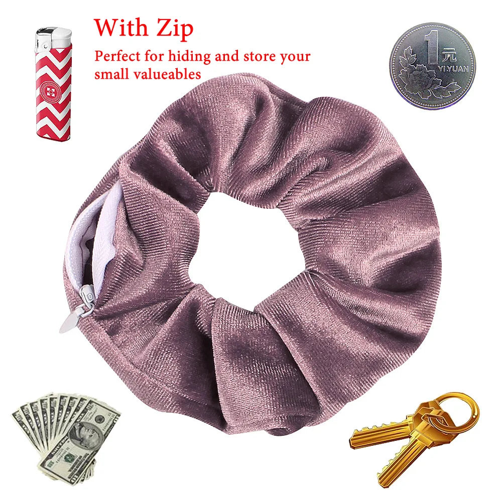 Sight Secret Hair With Zip Stash Pocket Tie Hair Scrunchie Travel Diversion Stash Safe Container ⁣⁣⁣⁣Hidden Storage Compartment