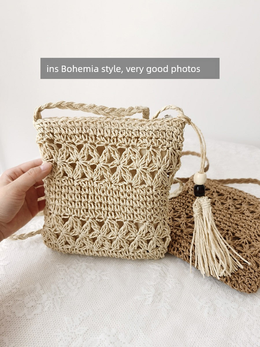 Bag Female Bohemia Cut Out Shoulder Straw-Weaved Bag