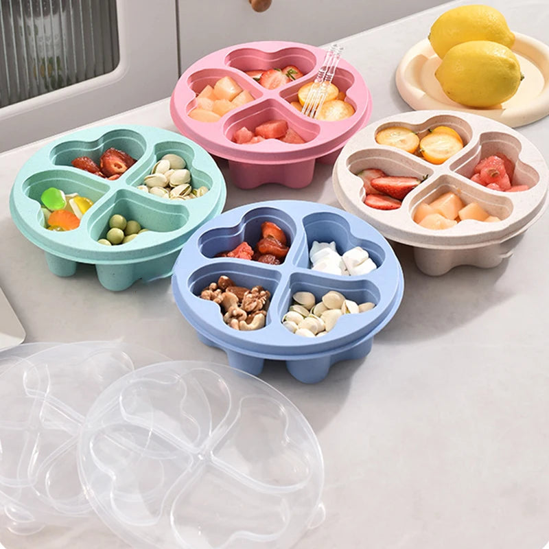 4 Grid Snack Containers Reusable Meal Prep Lunch Containers Portable For Kids And Adults Home Snack Storage Bottles Kitchen Tool