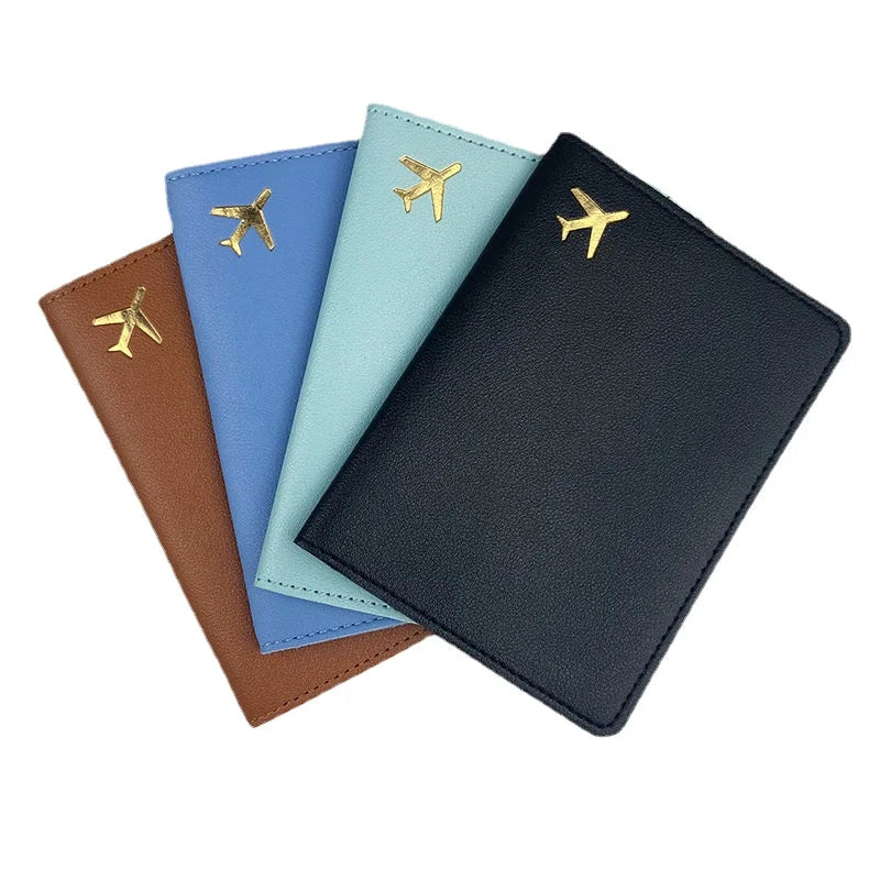 Pu Leather Passport Covers Letter Plane Pattern Passport Holder ID Credit Card Holder Fashion Wedding Gift Travel Accessories