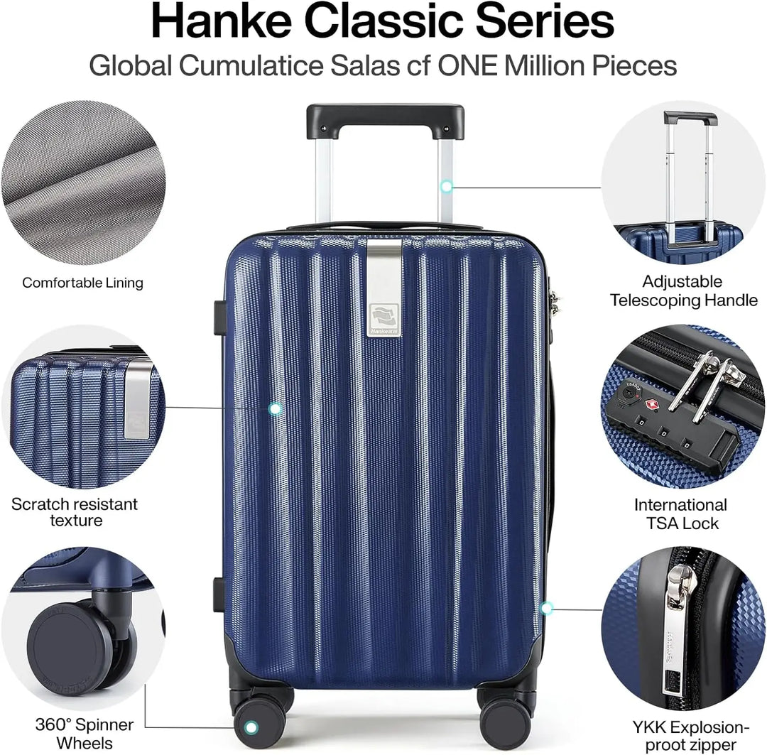 Hanke 20 Inch Carry On Luggage 22x14x9 Airline Approved Lightweight PC Hard Shell Suitcases with Wheels Tsa Luggage Rolling