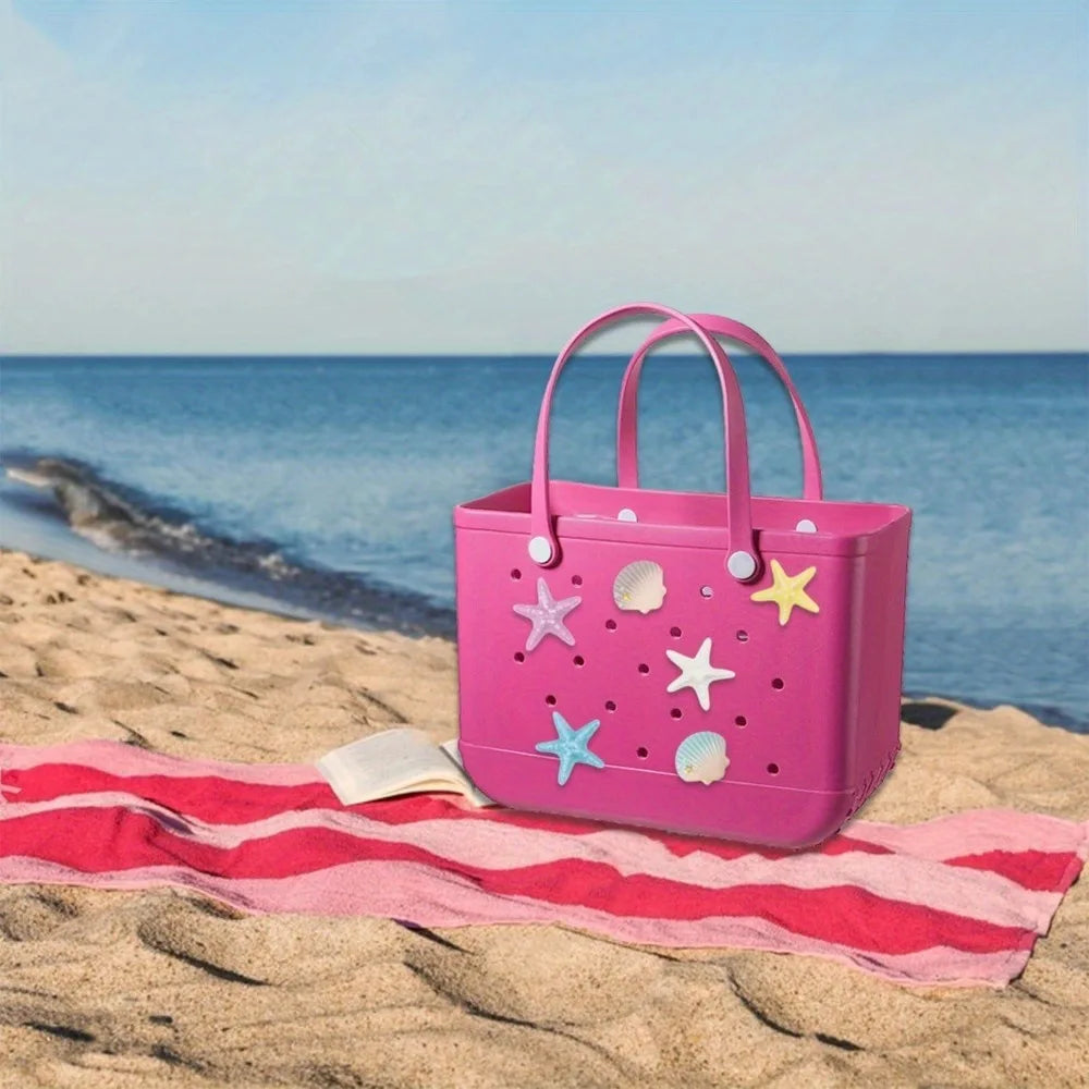 Charms for Bogg Bag, Flowers and Pearls Bogg Bag Accessories, Decoration Charms for Women Rubber Beach Bag Tote Handbag