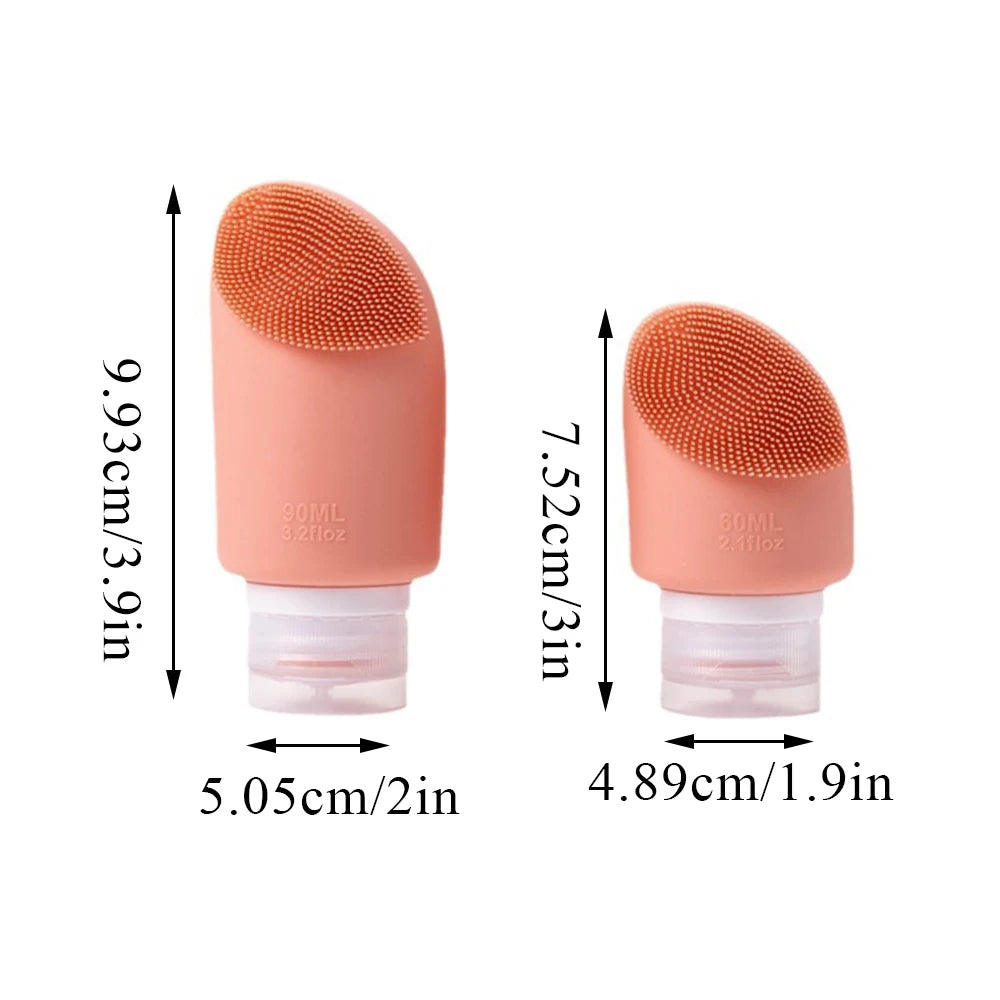 Two Sizes 60/90ml Refillable Bottle With Brush PP Lotion Squeeze Tube Portable Travel Bottle Silicone Split Bottle Makeup Tools