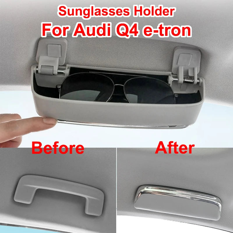 For Audi Q4 E-tron 2022 2023 Accessories Car Sunglasses Holder Glasses Case Organize Storage Box For Roof Handle Armrests