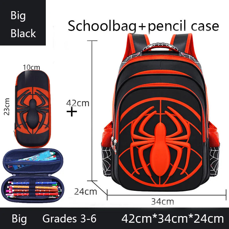 Spider Backpack+Pencil Case Set for Boys School Bag Elementary for Kids School Bag Cartoon Waterproof Primary Backpack